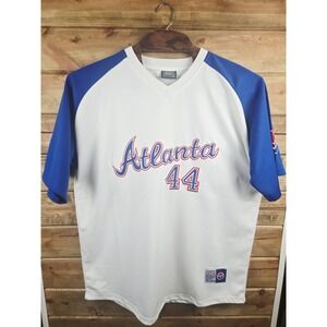 Vintage Hank Aaron‎ Atlanta Braves 72' #44 Sz XL Stek Sports Embroidered Jersey